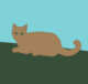 A cat, with a head, body, tail, paws.