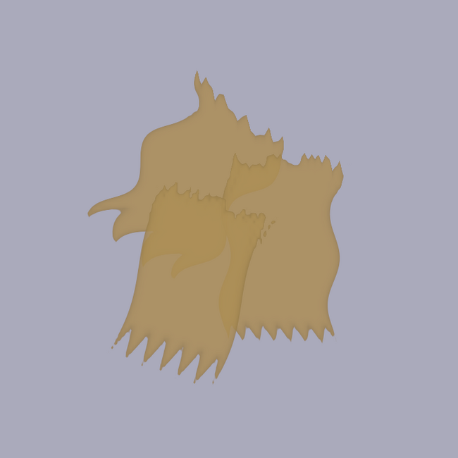 Wavy rectangles with jagged ends.