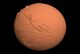 The planet mars, with height exaggerated so you can see bumps for mountains.